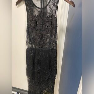 Super Sexy Lace Sheer Mini Dress slip underskirt lace hem